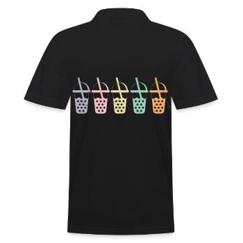 Vintage Bubble Tea Distressed Boba Tea - Men's Polo Shirt - black - Back - Kai (181cm)
