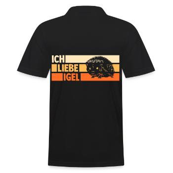 Tiermotiv Igel - Männer Poloshirt - Schwarz - Hinten - Kai (181cm)