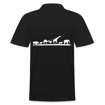 Afrikanische Tiere Giraffe Elefant Nashorn - Männer Poloshirt - Schwarz - Hinten - Kai (181cm)