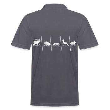 Jäger Jagd Jägerin Tiere Herzschlag , Natur Wald - Männer Poloshirt - Anthrazit - Hinten - Nico (186cm)