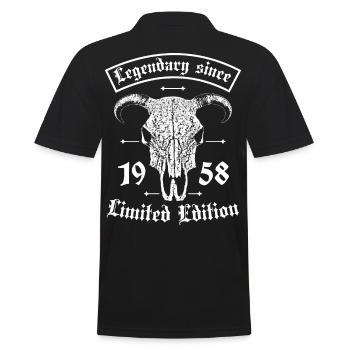 Legendary since 1958 Limited Edition Stier Skull - Männer Poloshirt - Schwarz - Hinten - Kai (181cm)
