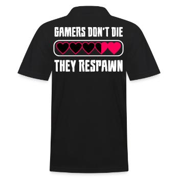 Gamer Herz Botschaft - Männer Poloshirt - Schwarz - Hinten - Kai (181cm)