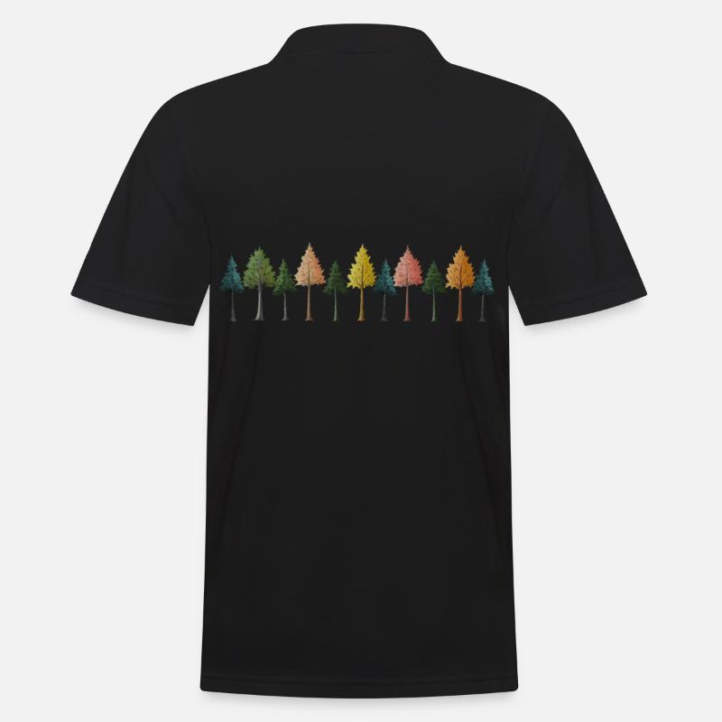 Bäume Wald Zeichnung - Männer Poloshirt - Schwarz