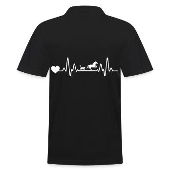 Herzschlag Pferde Pferdeliebhaber Katzenliebhaber - Männer Poloshirt - Schwarz - Hinten - Kai (181cm)