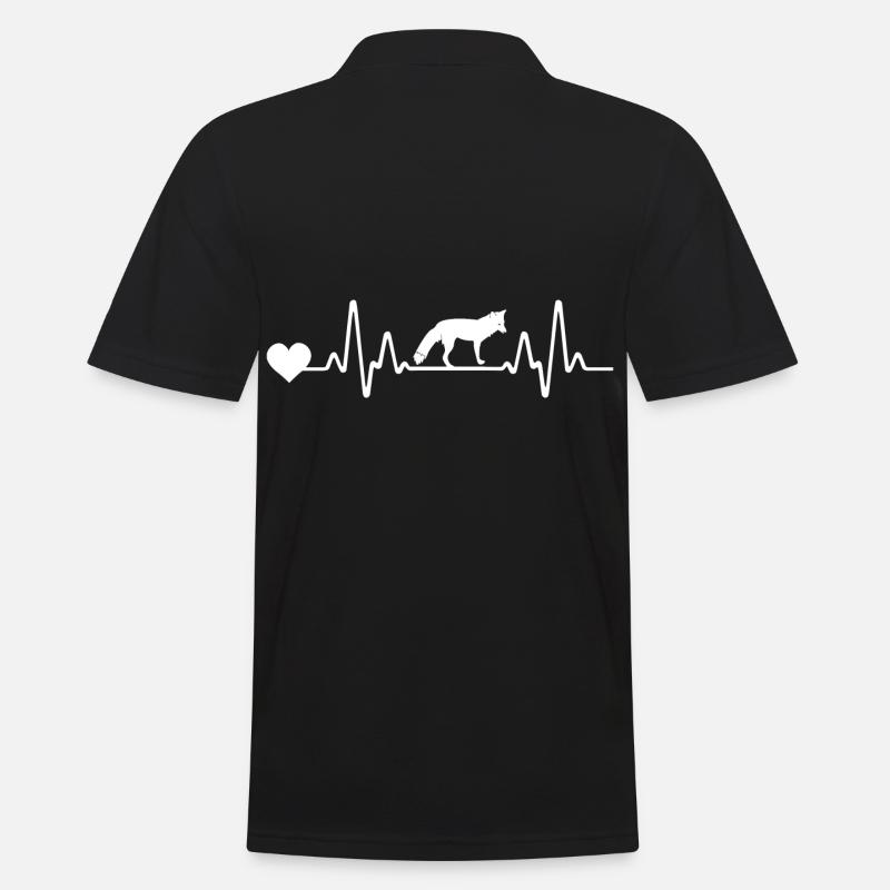 Herzschlag Fuchs - Männer Poloshirt - Schwarz