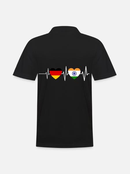 Germany India Heartbeat Indian Flag Inde - Men's Polo Shirt - black