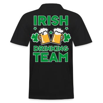 46 Irish Drinking Team Try to keep up - Männer Poloshirt - Schwarz - Hinten - Kai (181cm)