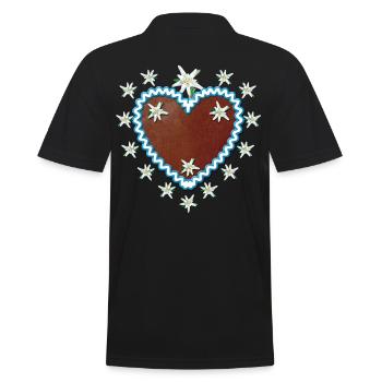 Lebkuchenherz Edelweiss + Dein Text Wunschtext - Männer Poloshirt - Schwarz - Hinten - Kai (181cm)