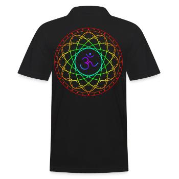 Heilige Geometrie mit Om Symbol - Männer Poloshirt - Schwarz - Hinten - Kai (181cm)