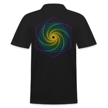 Sacred Geometry Spiral Rainbow - Men's Polo Shirt - black - Back - Kai (181cm)