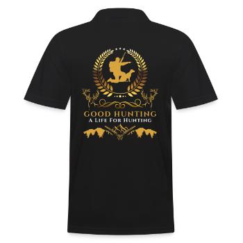 Jäger Fun Shirt-Good huntig-A life for hunting - Männer Poloshirt - Schwarz - Hinten - Kai (181cm)