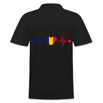 Heartbeat Romanian Romania - Men's Polo Shirt - black - Back - Kai (181cm)