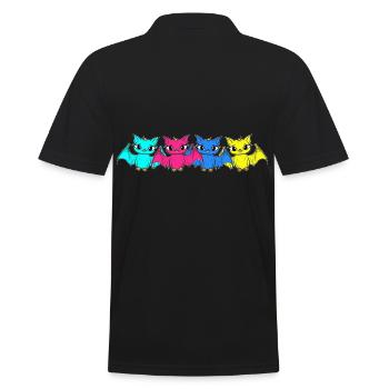80s 90s Retro Bat Halloween Bats - Men's Polo Shirt - black - Back - Kai (181cm)