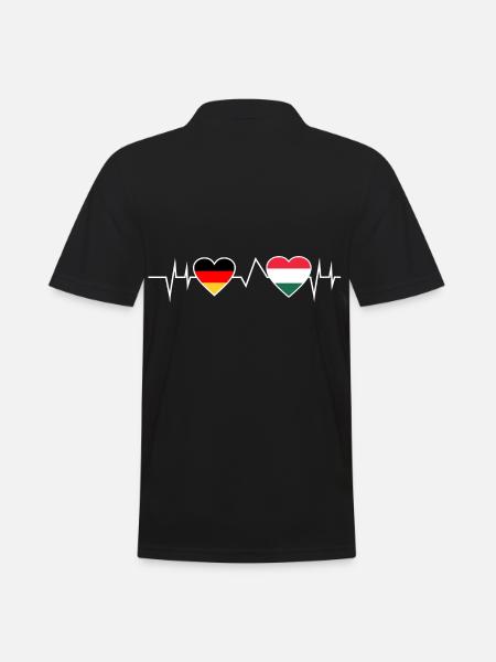 Ungare Deutscher Ungarn Herzschlag - Männer Poloshirt - Schwarz