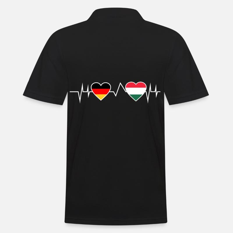 Ungare Deutscher Ungarn Herzschlag - Männer Poloshirt - Schwarz