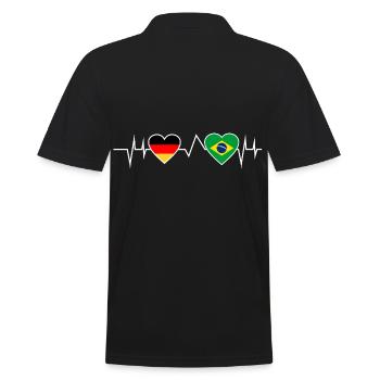 Deutschland Brasilien Herzschlag - Männer Poloshirt - Schwarz - Hinten - Kai (181cm)