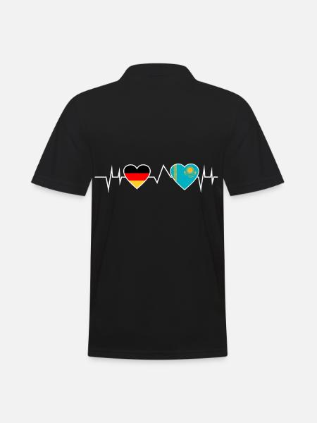 Deutschland Kasachstan Herzschlag Kasache - Männer Poloshirt - Schwarz