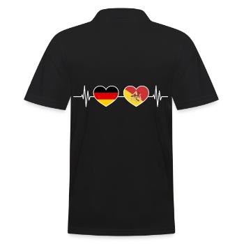 Herzschlag Deutschland Sizilien - Männer Poloshirt - Schwarz - Hinten - Kai (181cm)