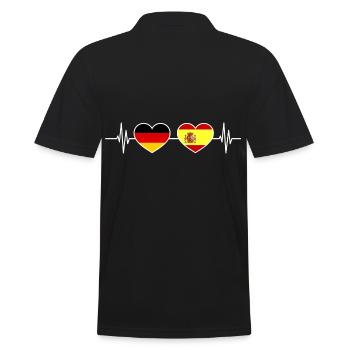 Herzschlag Deutschland Spanien - Männer Poloshirt - Schwarz - Hinten - Kai (181cm)