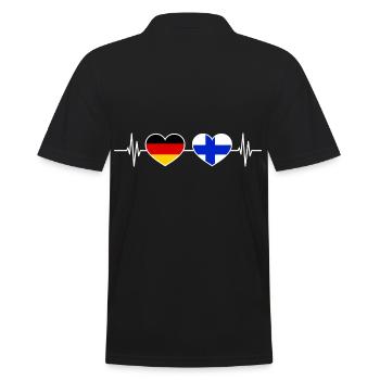 Herzschlag Deutschland Finnland - Männer Poloshirt - Schwarz - Hinten - Kai (181cm)