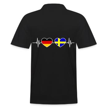 Herzschlag Deutschland Schweden - Männer Poloshirt - Schwarz - Hinten - Kai (181cm)