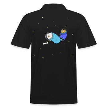Chien et chat comme astronaute dans l'univers - Polo Homme - noir - Dos - Kai (181cm)