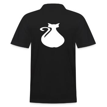 dicke Katze - Männer Poloshirt - Schwarz - Hinten - Kai (181cm)