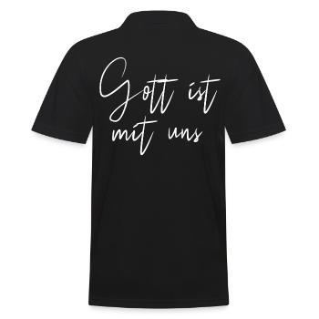 Gott ist mit uns - Männer Poloshirt - Schwarz - Hinten - Kai (181cm)