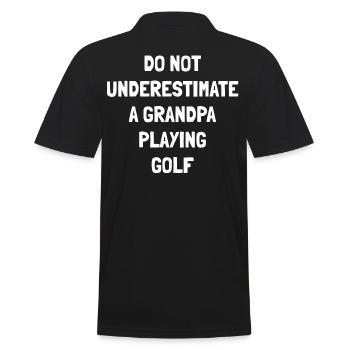 Golf Opa Spruch - Männer Poloshirt - Schwarz - Hinten - Kai (181cm)