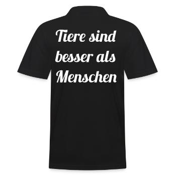 Tierfreund -Tiere sind besser als Menschen - Männer Poloshirt - Schwarz - Hinten - Kai (181cm)