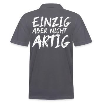 EINZIG aber nicht ARTIG - Männer Poloshirt - Anthrazit - Hinten - Nico (186cm)