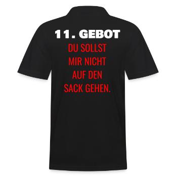 11. Gebot DU SOLLST MIR NICHT AUF DEN SACK GEHEN - Männer Poloshirt - Schwarz - Hinten - Kai (181cm)
