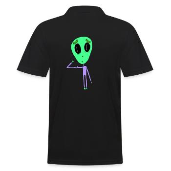 Alien with biceps - Men's Polo Shirt - black - Back - Kai (181cm)