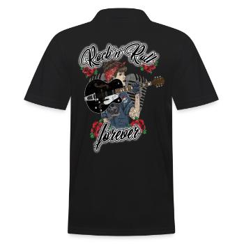 Women's rockabilly girl vintage retro rock n roll - Men's Polo Shirt - black - Back - Kai (181cm)