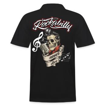 Rockabilly never dies - Männer Poloshirt - Schwarz - Hinten - Kai (181cm)