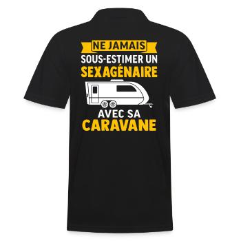 un sexagénaire avec sa caravane - Polo Homme - noir - Dos - Kai (181cm)