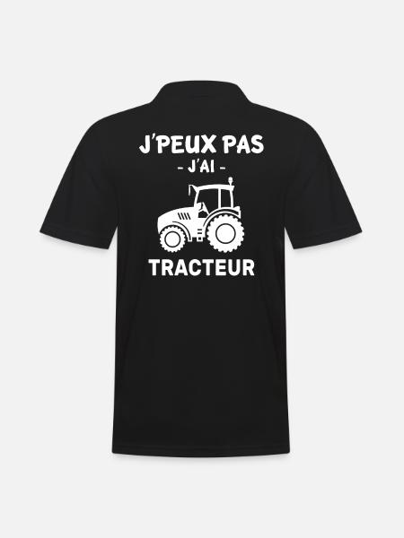 j'peux pas j'ai tracteur - Polo Homme - noir