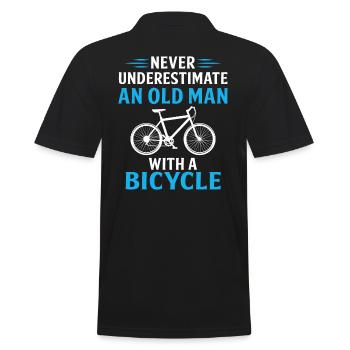 never underestimate an old man with a bicycle - Men's Polo Shirt - black - Back - Kai (181cm)