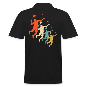 retro design badmintion - Men's Polo Shirt - black - Back - Kai (181cm)