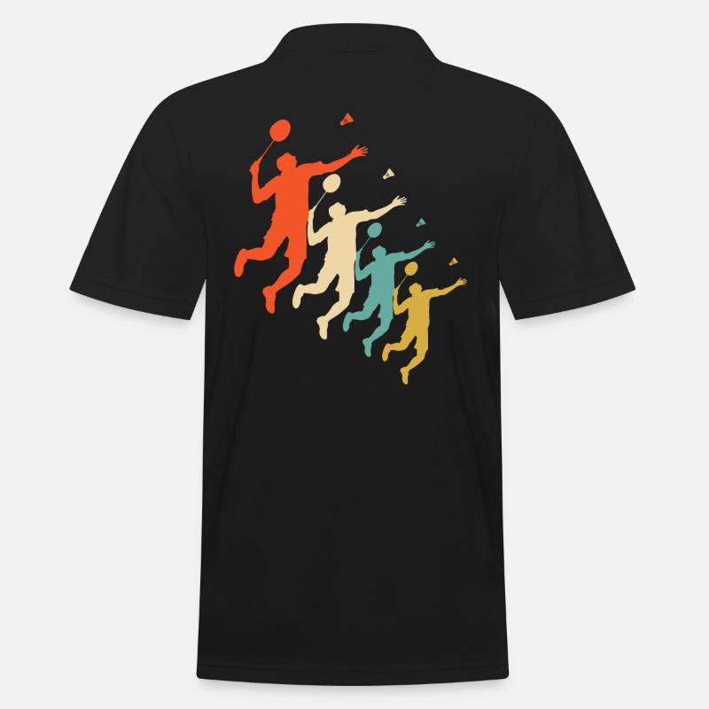 badmintion retro design - Männer Poloshirt - Schwarz