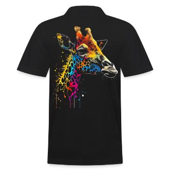 Bunte Giraffe Graffiti Airbrush Artwork - Männer Poloshirt - Schwarz - Hinten - Kai (181cm)