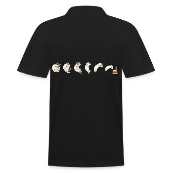 Cat, Hunger, Mouse, Burger, Fast Food, Kid - Men's Polo Shirt - black - Back - Kai (181cm)