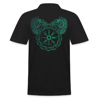 Symbole nordique Viking Fenrir et Vegvisir dotwork - Polo Homme - noir - Dos - Kai (181cm)