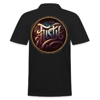 "Hustle" Graffiti Theme 1 - Men's Polo Shirt - black - Back - Kai (181cm)