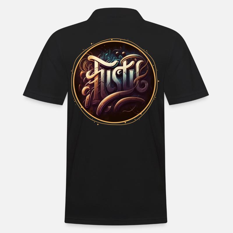 "Hustle" Graffiti Theme 1 - Männer Poloshirt - Schwarz