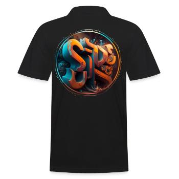 "Sci-fi" Graffiti Theme 1 - Men's Polo Shirt - black - Back - Kai (181cm)