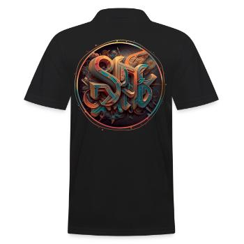 "Sci-fi" Graffiti Theme 2 - Men's Polo Shirt - black - Back - Kai (181cm)