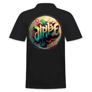 "Inspire" Graffiti Theme 3 - Men's Polo Shirt - black - Back - Kai (181cm)
