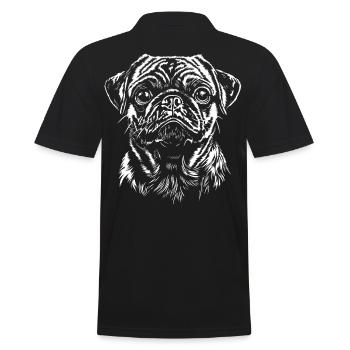 Carlin Portrait Chien Chiens - Polo Homme - noir - Dos - Kai (181cm)