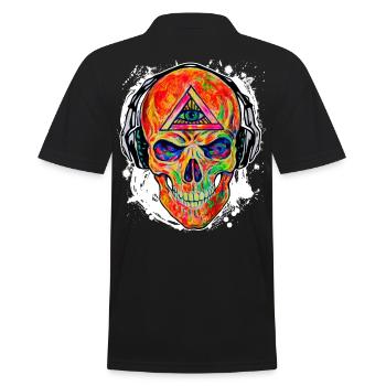 Cool DJ Music Skull Allsehende Auge Gottes 03 - Männer Poloshirt - Schwarz - Hinten - Kai (181cm)